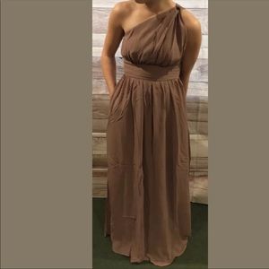 NWOT Light Brown One Shoulder dress size 2